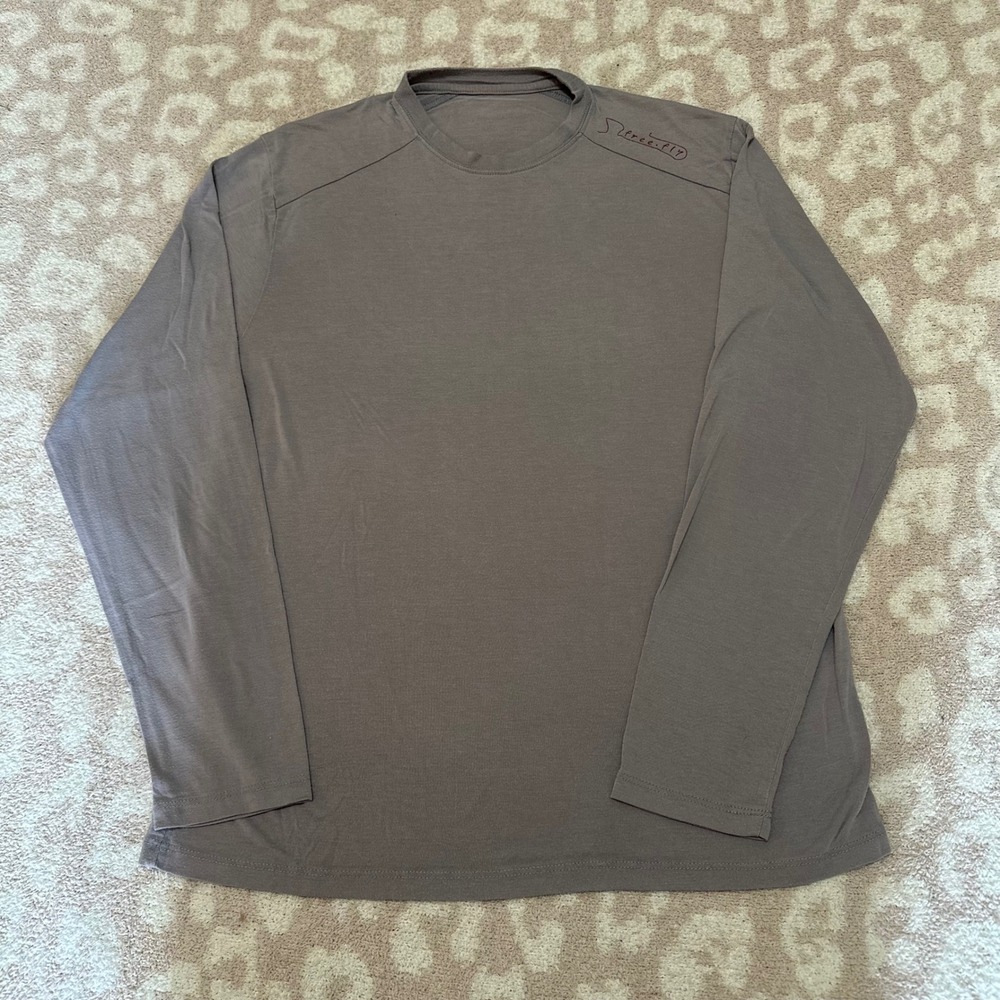 Free Fly Long Sleeve Bamboo Blend Top Gray Taupe Mens Medium